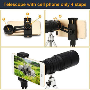 16X52 High Power Prism Monocular Telescope (Waterproof Fogproof Shockproof Scope)